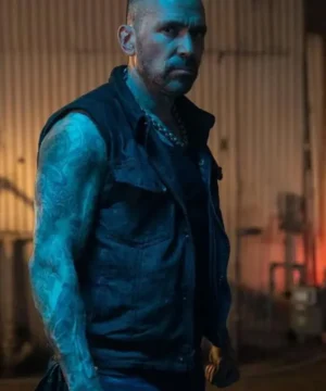 Jason David Frank Legend of the White Dragon black vest featuring a bold superhero-inspired design