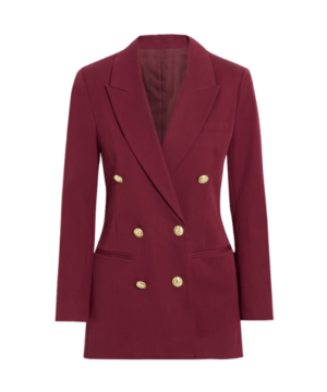 Women’s Ana Navarro burgundy blazer The View 2026 studio style business chic jacket
