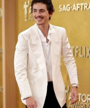 Timothée Chalamet 32nd Actor Awards red carpet blazer stylish men’s designer outfit