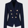 Women’s Navy Blue Double Breasted Blazer with Gold Buttons Elegant Formal Dress Copy 4 1000090468