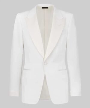 Men's White Tuxedo Blazer with Black Bow Tie Luxury Formal Wedding Dinner Outfit - Image 3
