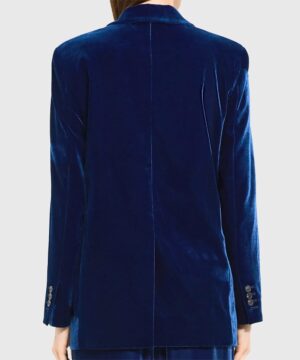 Alternative view of Women’s Navy Blue Velvet Blazer Elegant Luxury Formal Outfit