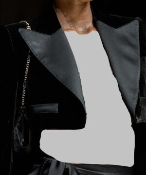 Women’s Black Velvet Tuxedo Blazer Luxury Red Carpet Evening Jacket" - Image 3
